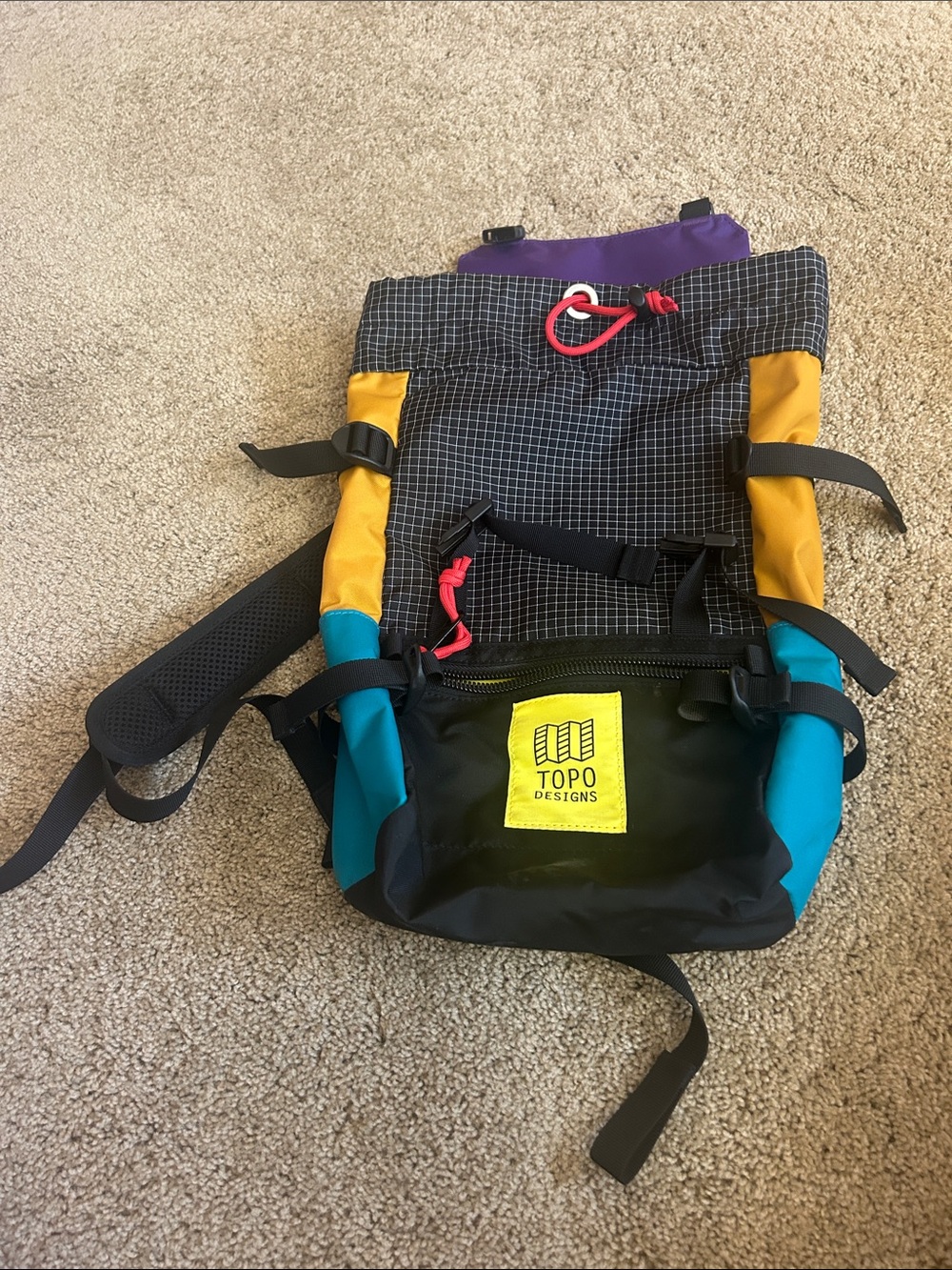 Topo Designs Teal, Yellow & Purple Men's Roll-Top Backpack